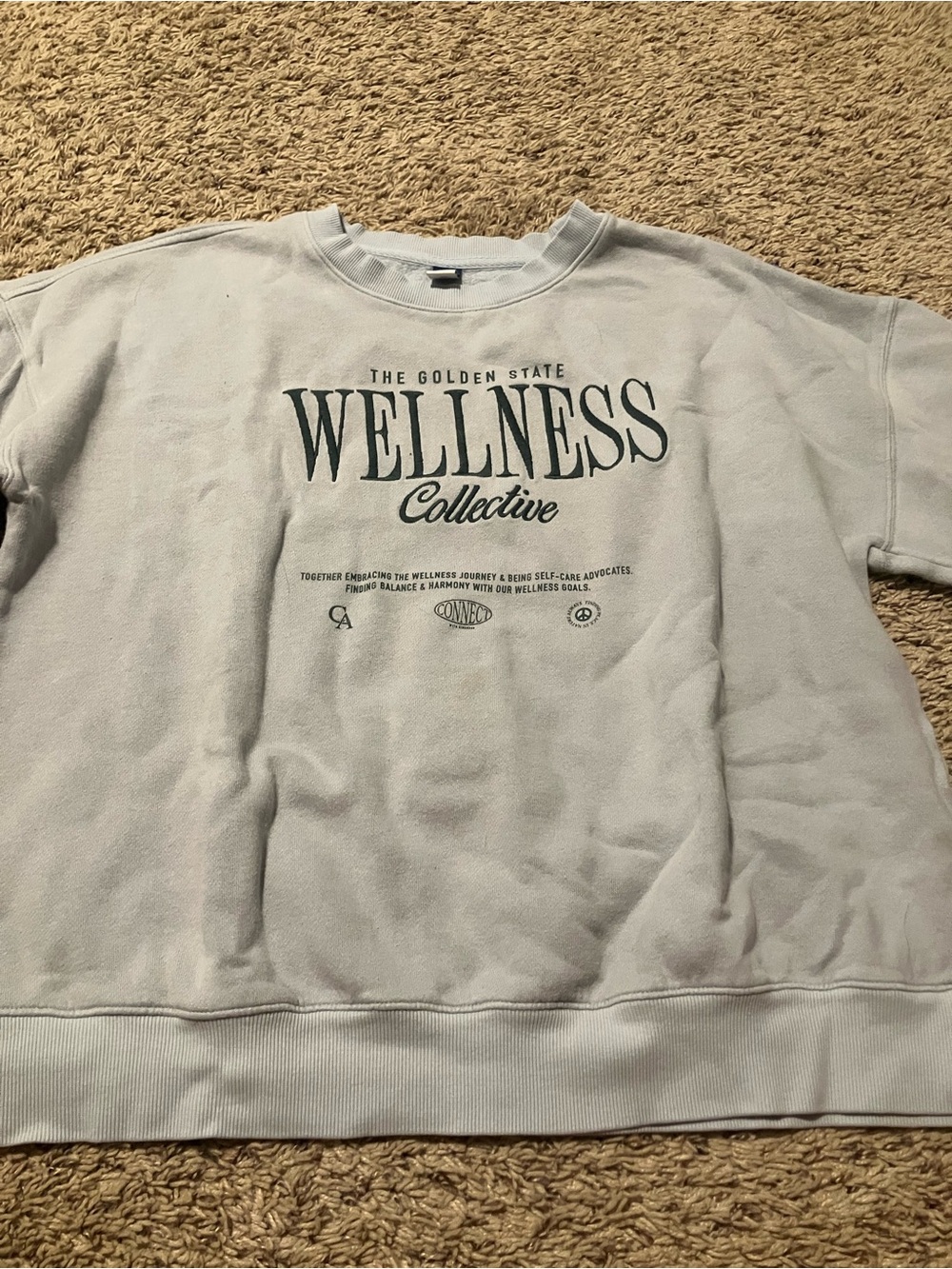 Old Navy Light Gray 'Wellness Collective' Crewneck Sweatshirt